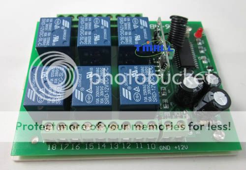 12V 6 Channel RF Control Switch Relay Output 2 Remotes  